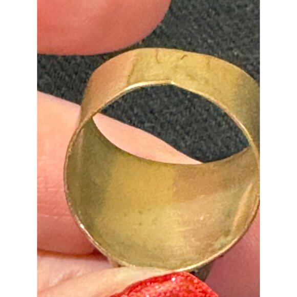 Vintage Sterling Silver & Aqua Chalcedony Ring With Braided Detail Size 9 - Picture 7 of 8